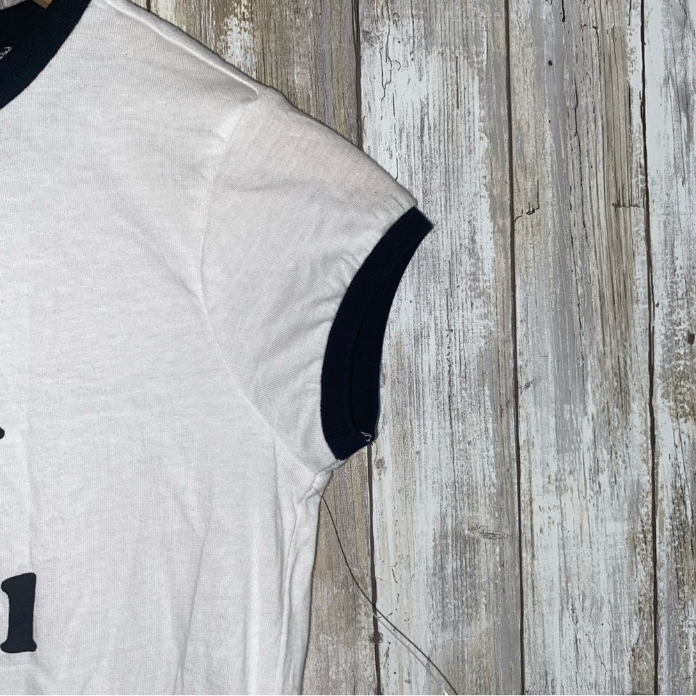NWT 7 For All Mankind White Graphic Ringer Tee - Picture 4 of 7